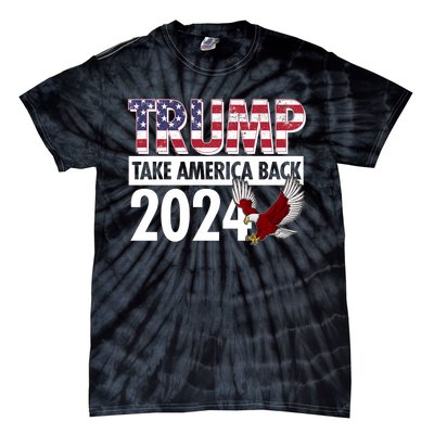 Trump Take America Back 2024 USA Flag Eagle Tie-Dye T-Shirt