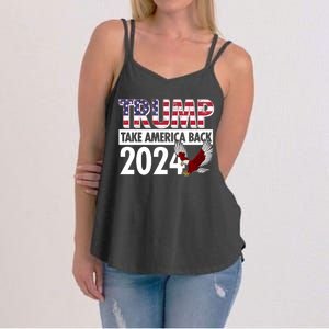 Trump Take America Back 2024 USA Flag Eagle Women's Strappy Tank