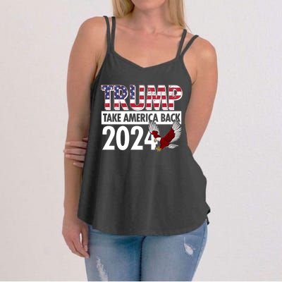 Trump Take America Back 2024 USA Flag Eagle Women's Strappy Tank