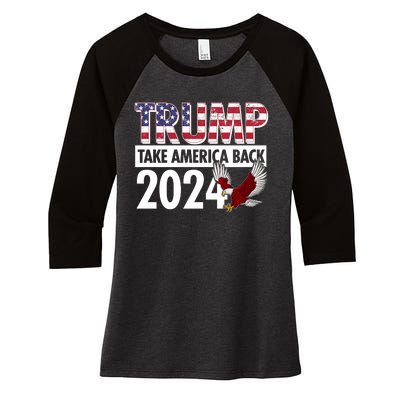 Trump Take America Back 2024 USA Flag Eagle Women's Tri-Blend 3/4-Sleeve Raglan Shirt