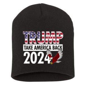 Trump Take America Back 2024 USA Flag Eagle Short Acrylic Beanie