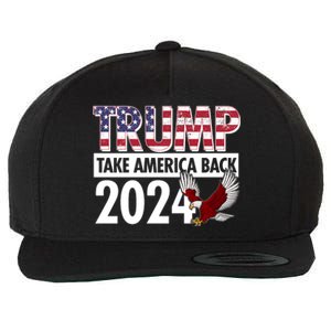 Trump Take America Back 2024 USA Flag Eagle Wool Snapback Cap