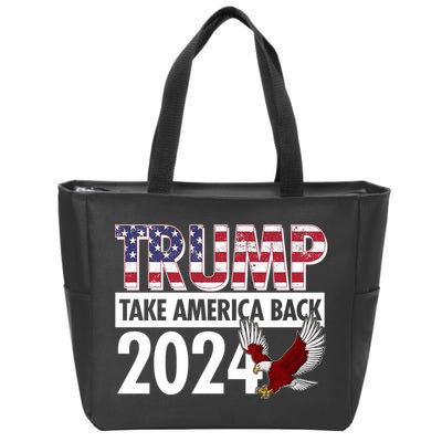 Trump Take America Back 2024 USA Flag Eagle Zip Tote Bag