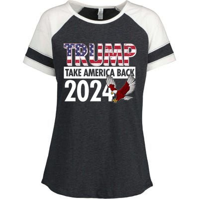 Trump Take America Back 2024 USA Flag Eagle Enza Ladies Jersey Colorblock Tee