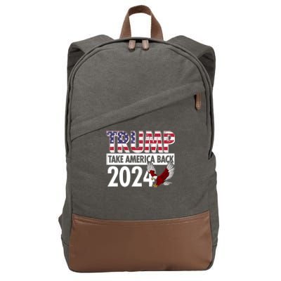 Trump Take America Back 2024 USA Flag Eagle Cotton Canvas Backpack