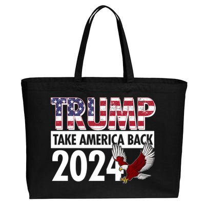 Trump Take America Back 2024 USA Flag Eagle Cotton Canvas Jumbo Tote