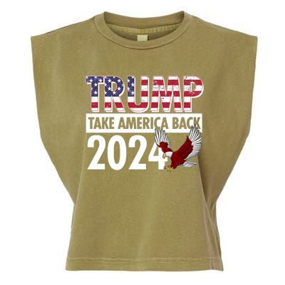 Trump Take America Back 2024 USA Flag Eagle Garment-Dyed Women's Muscle Tee