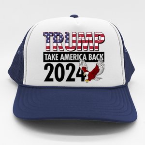 Trump Take America Back 2024 USA Flag Eagle Trucker Hat