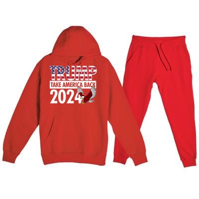 Trump Take America Back 2024 USA Flag Eagle Premium Hooded Sweatsuit Set