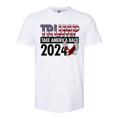 Trump Take America Back 2024 USA Flag Eagle Softstyle CVC T-Shirt