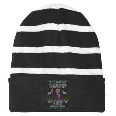 Trump This Is Going To Be A Great Great Christmas Striped Beanie with Solid Band