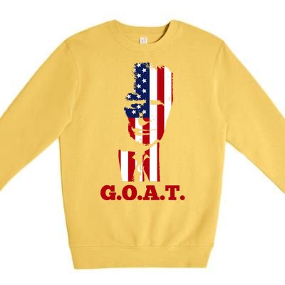 Trump USA Flag GOAT Premium Crewneck Sweatshirt