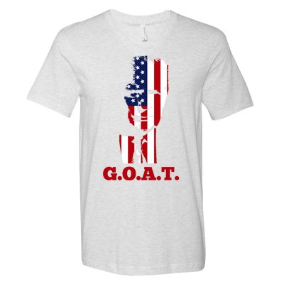 Trump USA Flag GOAT V-Neck T-Shirt