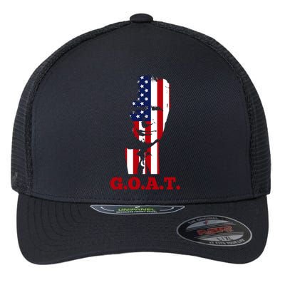 Trump USA Flag GOAT Flexfit Unipanel Trucker Cap