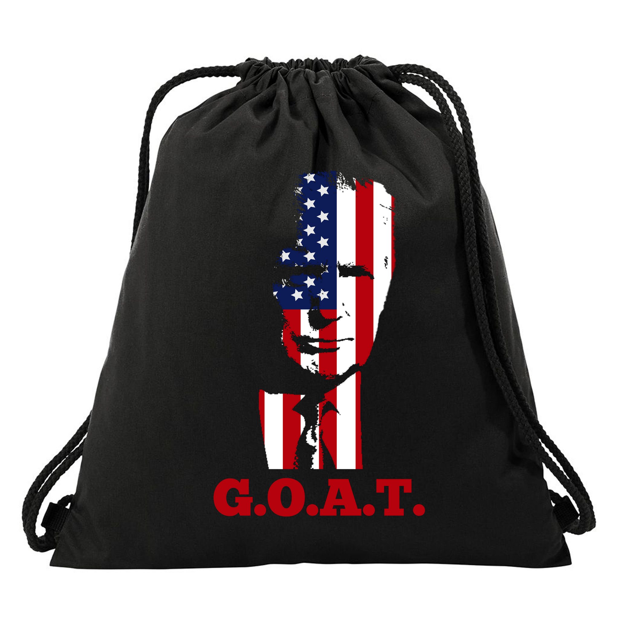 Trump USA Flag GOAT Drawstring Bag