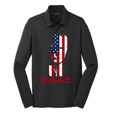 Trump USA Flag GOAT Silk Touch Performance Long Sleeve Polo