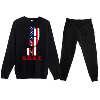 Trump USA Flag GOAT Premium Crewneck Sweatsuit Set