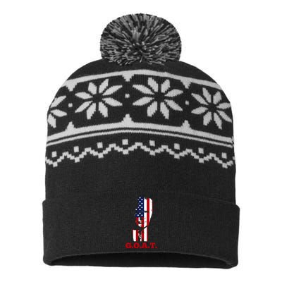 Trump USA Flag GOAT USA-Made Snowflake Beanie