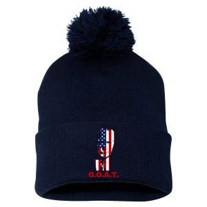 Trump USA Flag GOAT Pom Pom 12in Knit Beanie