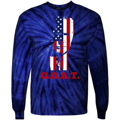 Trump USA Flag GOAT Tie-Dye Long Sleeve Shirt