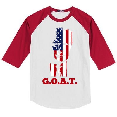 Trump USA Flag GOAT Kids Colorblock Raglan Jersey