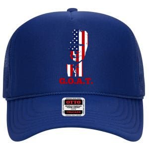 Trump USA Flag GOAT High Crown Mesh Back Trucker Hat