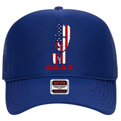 Trump USA Flag GOAT High Crown Mesh Back Trucker Hat