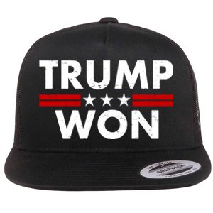 Trump Won 2021 Election Pro Trump Flat Bill Trucker Hat