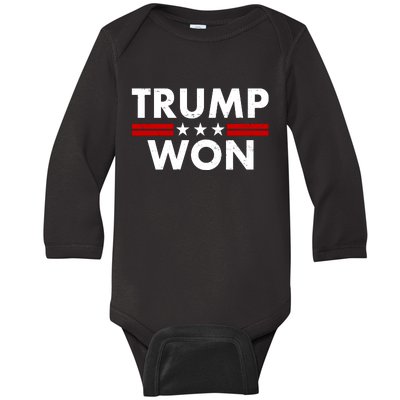 Trump Won 2021 Election Pro Trump Baby Long Sleeve Bodysuit