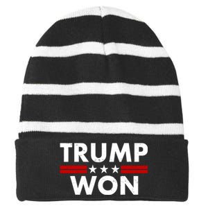 Trump Won 2021 Election Pro Trump Striped Beanie with Solid Band