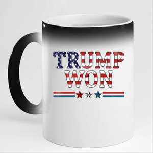 Trump Won American Flag Pro Republican 11oz Black Color Changing Mug