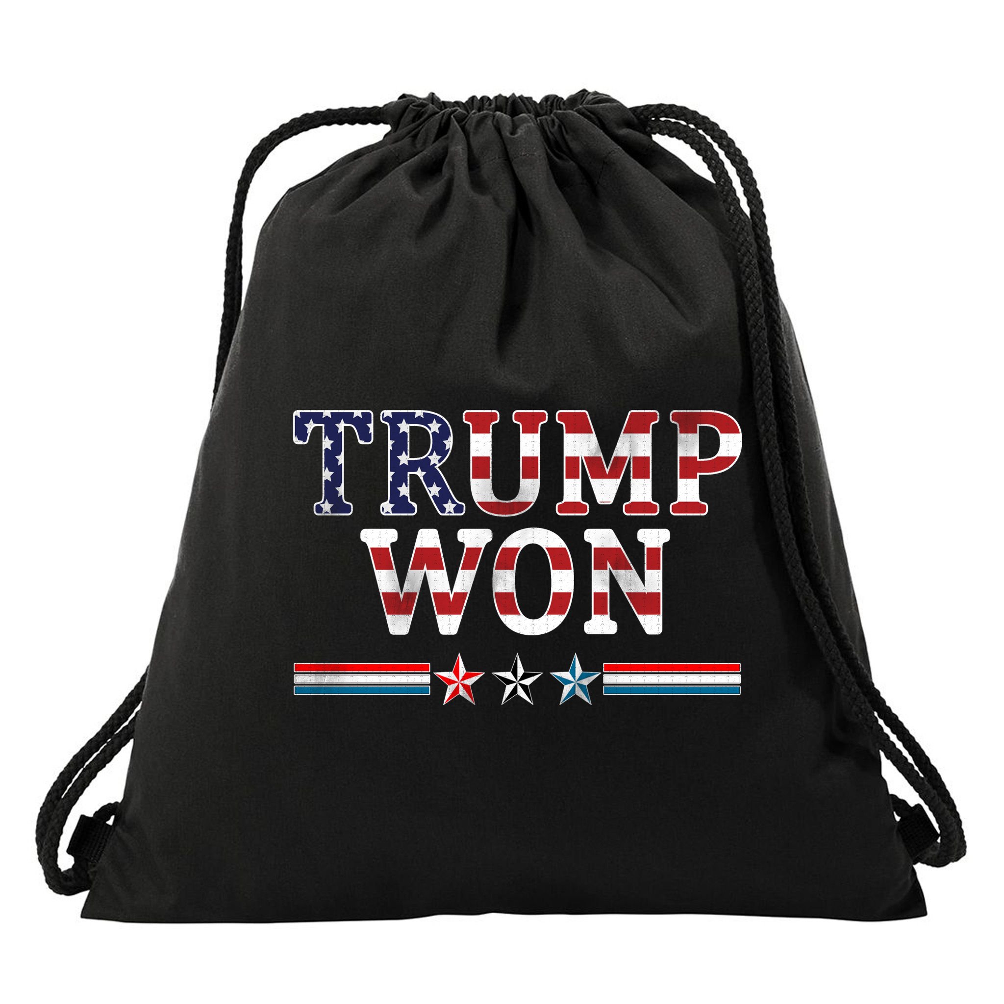 Trump Won American Flag Pro Republican Drawstring Bag