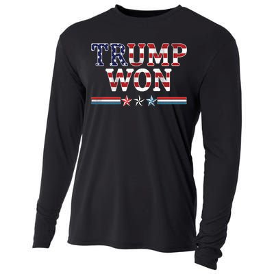 Trump Won American Flag Pro Republican Cooling Performance Long Sleeve Crew