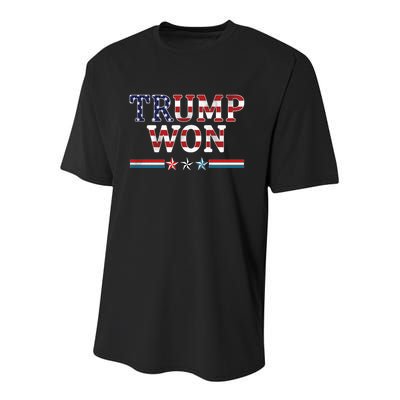 Trump Won American Flag Pro Republican Youth Performance Sprint T-Shirt