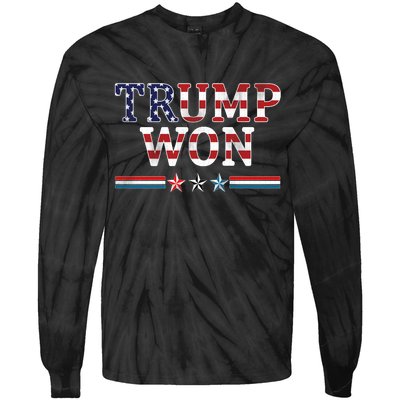 Trump Won American Flag Pro Republican Tie-Dye Long Sleeve Shirt