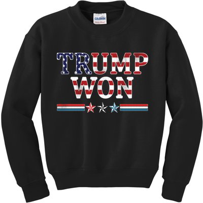 Trump Won American Flag Pro Republican Kids Sweatshirt