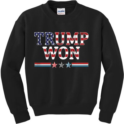 Trump Won American Flag Pro Republican Kids Sweatshirt