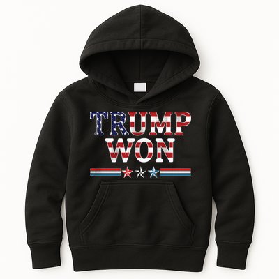 Trump Won American Flag Pro Republican Kids Hoodie