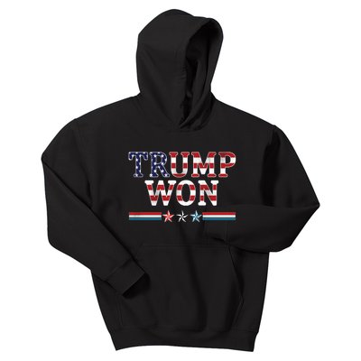 Trump Won American Flag Pro Republican Kids Hoodie