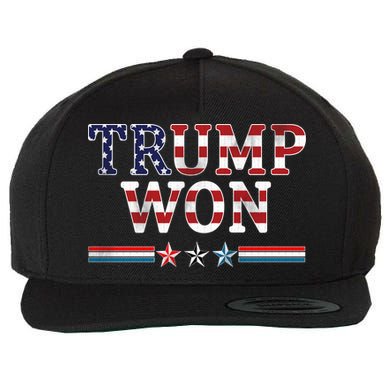 Trump Won American Flag Pro Republican Wool Snapback Cap