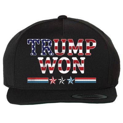 Trump Won American Flag Pro Republican Wool Snapback Cap