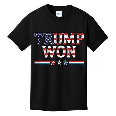 Trump Won American Flag Pro Republican Kids T-Shirt