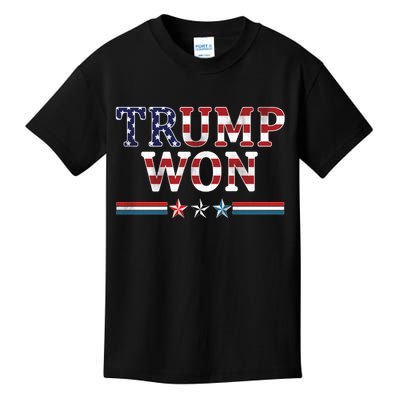 Trump Won American Flag Pro Republican Kids T-Shirt