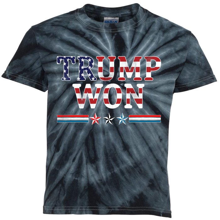 Trump Won American Flag Pro Republican Kids Tie-Dye T-Shirt