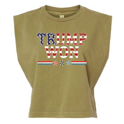 Trump Won American Flag Pro Republican Garment-Dyed Women's Muscle Tee