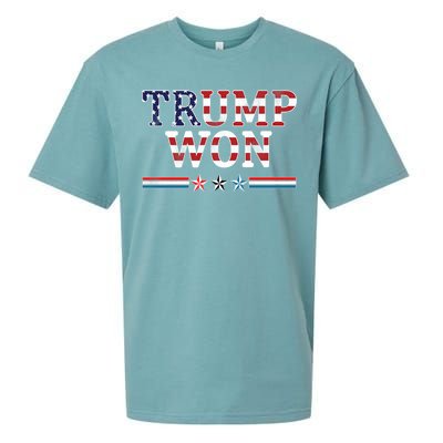 Trump Won American Flag Pro Republican Sueded Cloud Jersey T-Shirt