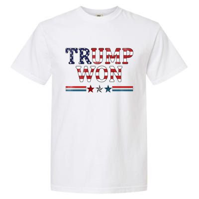 Trump Won American Flag Pro Republican Garment-Dyed Heavyweight T-Shirt