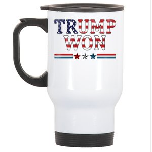 Trump Won American Flag Pro Republican Stainless Steel Travel Mug