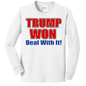 Trump Won Deal With It Kids Long Sleeve Shirt