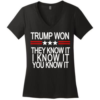 Trump Won They Know It I Know It You Know It Women's V-Neck T-Shirt